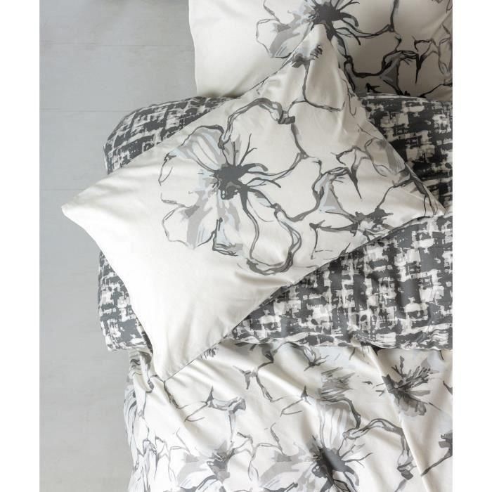 Juego de cama - 1 funda nórdica 220x240 cm + 2 fundas de almohada 60x60 cm - 100% algodón - Antracita 1 Juego de cama - 1 funda nórdica 220x240 cm + 2 fundas de almohada 60x60 cm - 100% algodón - Antracita 1