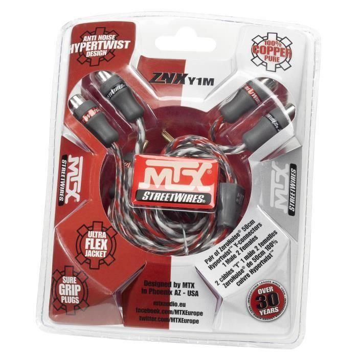 Mtx Audio MTXZNXY1M - Cable RCA Y StreetWires ZeroNoise 1 Macho 2 Hembras 50 cm 100% Cobre