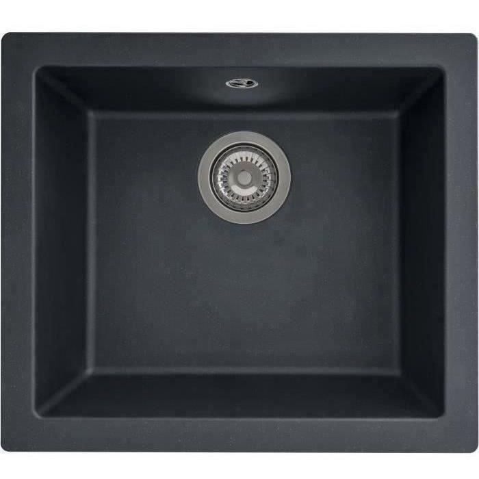 Fregadero de resina 1 tanque - Black Black - construido -in o en avión - Stradour Fregadero de resina 1 tanque - Black Black - construido -in o en avión - Stradour