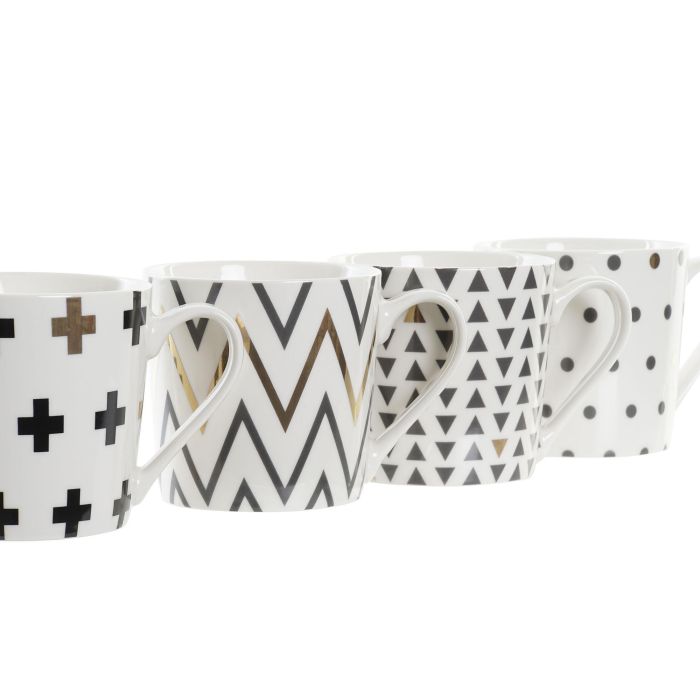 DKD Home Decor Taza Scandi Gres 410ml, Apto Microondas Lavavajillas, Negro Blanco Dorado, 9x9x13 cm, Pack 12 Unidades 1 DKD Home Decor Taza Scandi Gres 410ml, Apto Microondas Lavavajillas, Negro Blanco Dorado, 9x9x13 cm, Pack 12 Unidades 1