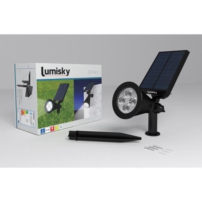 LUMISKY Foco solar exterior resistente al agua - 4 LED blancos - 200 Lm - Cabezal giratorio a 90 ° C 3 LUMISKY Foco solar exterior resistente al agua - 4 LED blancos - 200 Lm - Cabezal giratorio a 90 ° C 3