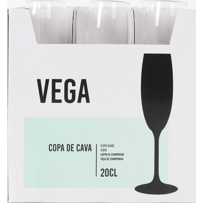 Inde Copa Cava Vega - Copa de Champagne para Cava, 20 cl, Cristal, 4.8 cm de Diámetro x 22.6 cm de Alto (24 Unidades)
