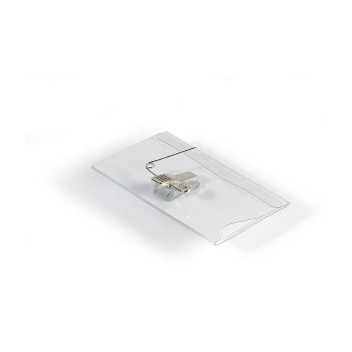 Durable Caja de 50 Identificadores con Pinza y Alfiler PVC 54x90 mm, Transparente, 8101-19 1