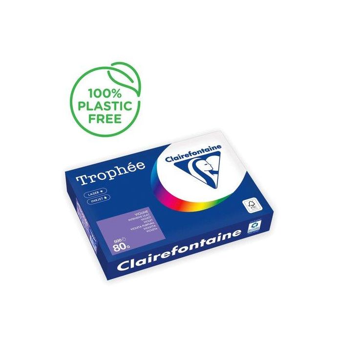 Papel De Color A4 Clairefontaine Trophee 80G 500H Vivo Violeta 5 unidades