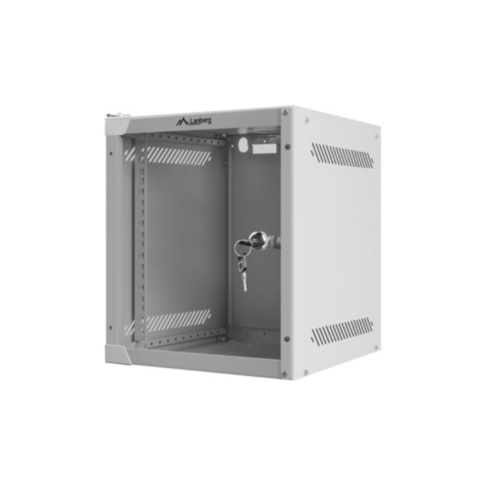 Lanberg Armario Mural Rack 10 Pulgadas 6U con Puerta de Vidrio y Ventilador Gris