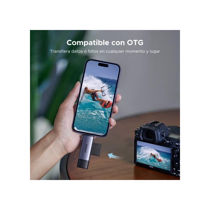 UGREEN 50706 Lector de Tarjetas USB/Micro-USB Doble SD/Micro SD, Plata 5