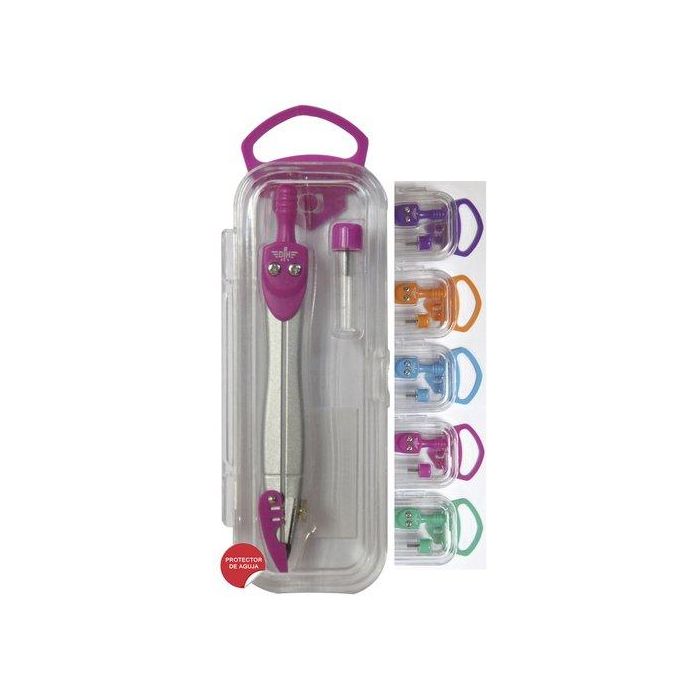 Compas Escolar Con Protector Aguja Y Mina Colores Surtidos