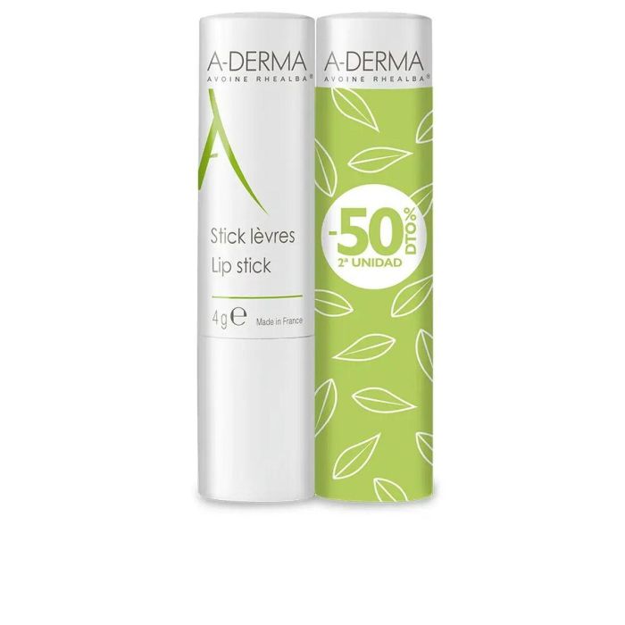 A-Derma Stick Labial Pack 2 x 4 gr Bálsamo Labial Hidratante y Reparador para Labios Secos y Agrietados