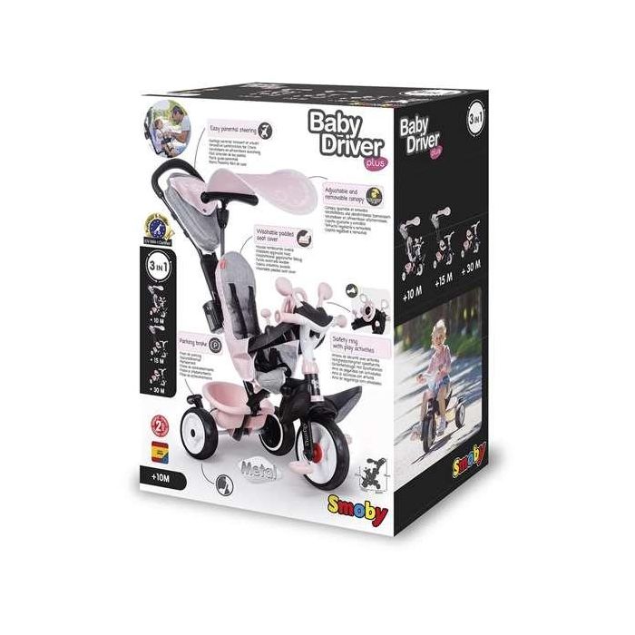 Triciclo Baby Driver Plus Rosa - SMOBY 11 Triciclo Baby Driver Plus Rosa - SMOBY 11