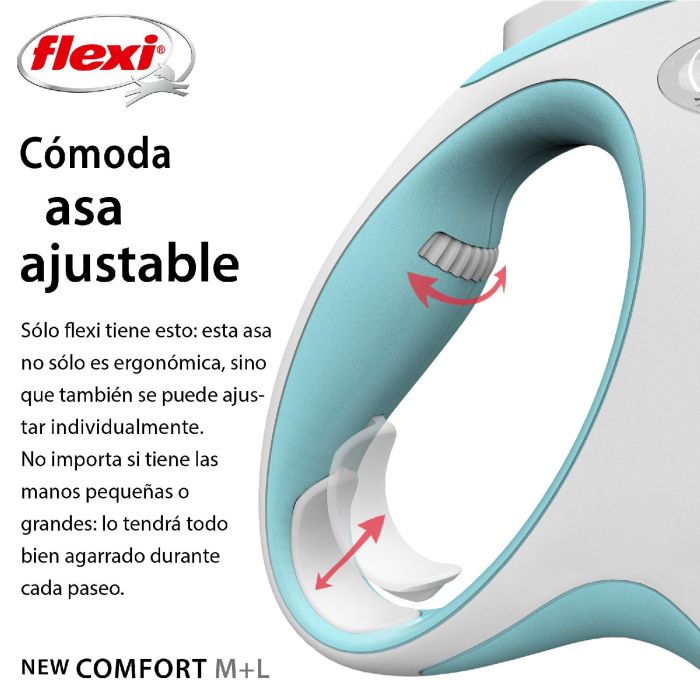 Flexi New Comfort Correa Retráctil de Cinta 5 Metros Talla M Azul Claro Bicolor para Perros 2