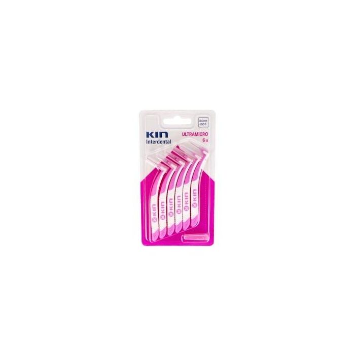 Kin Cepillo Interdental Ultramicro 0,6 mm, Filamentos Tynex®, Pack 6 Unidades para Limpieza Profunda y Eliminación de Placa Dental