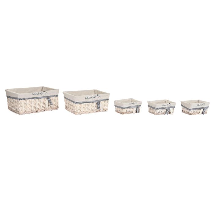 Cesta Mediterraneo DKD Home Decor Beige Azul 38 x 13 x 48 cm Set de 5