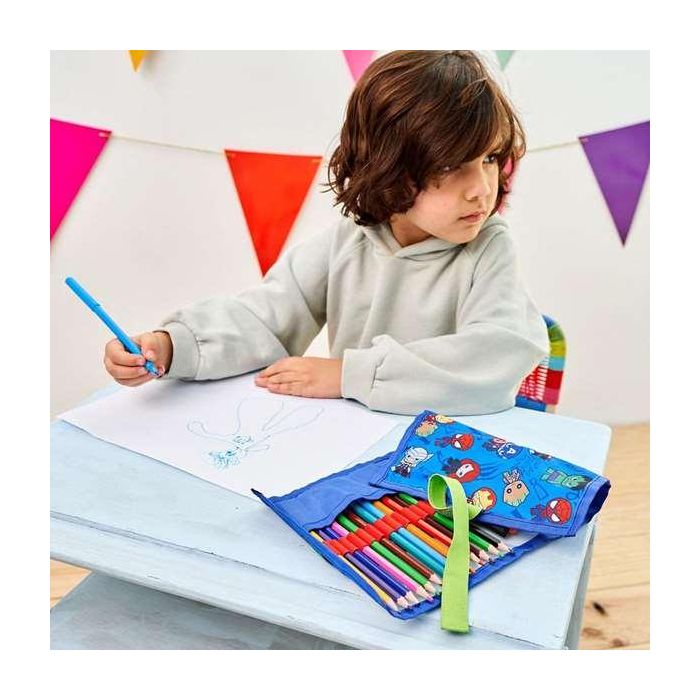 Cerdá Estuche Portatodo Accesorios Capitán América Avengers Azul, para Material Escolar, Niños 3-12 Años 1
