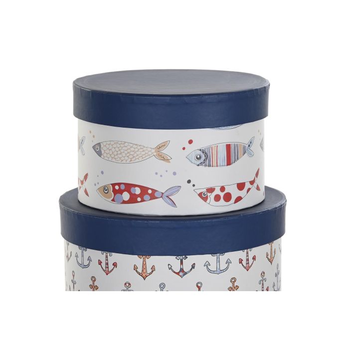 DKD Home Decor Caja de Cartón Colección Costa Peces Tema Atlántico Azul Marino Blanco 37.5x37.5x18 cm Set de 10 1 DKD Home Decor Caja de Cartón Colección Costa Peces Tema Atlántico Azul Marino Blanco 37.5x37.5x18 cm Set de 10 1