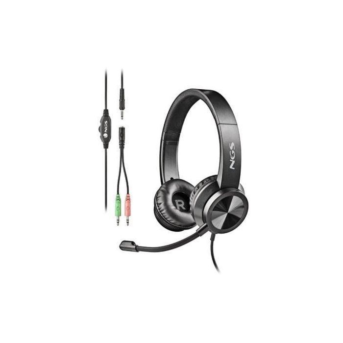 NGS MSX11PRO Auriculares estéreo supraurales con Micrófono ajustable, Jack 3.5mm, adaptador doble Jack para PC y control de volumen en cable - Negros NGS MSX11PRO Auriculares estéreo supraurales con Micrófono ajustable, Jack 3.5mm, adaptador doble Jack para PC y control de volumen en cable - Negros