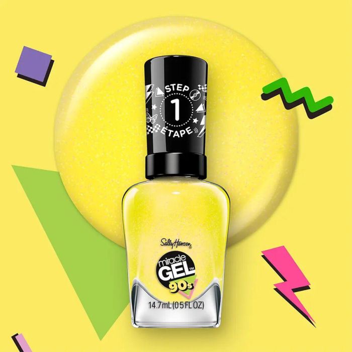 Sally Hansen #891-Mixtape Esmalte de Uñas Miracle Gel 90s Colección Totally 90's Amarillo 14,7 ml Larga Duración Sin UV 1