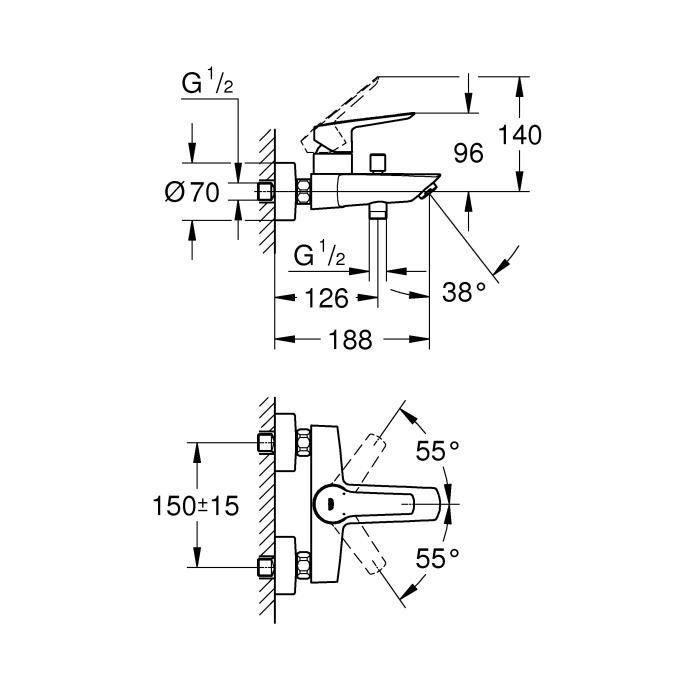 Grohe Mezclador monomando de baño/ducha 5