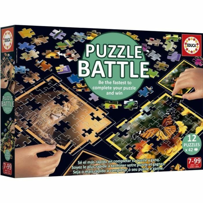 EDUCA EDU1747759505539 Puzzle Battle Jr Natura - 12 puzzles de 42 piezas con temática de naturaleza para niños +7 años 1