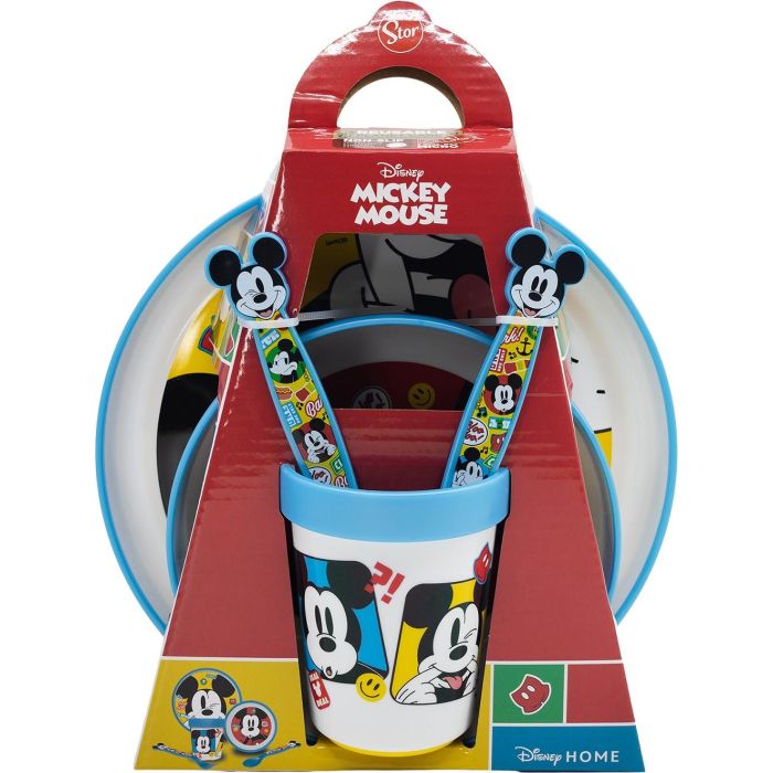Mickey Set Premium Bicolor Antideslizante Vajilla Infantil 5 Piezas Plástico Alimentario Libre BPA CZ11306 4
