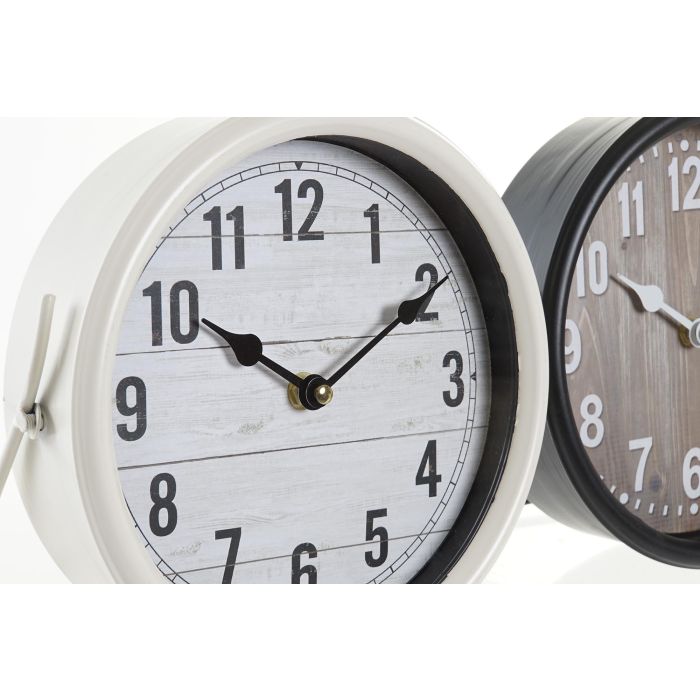 DKD Home Decor Reloj Sobremesa Loft Hierro y Cristal Negro Blanco 20x5.5x20 cm (Pack 4 Unidades Surtidas) 1