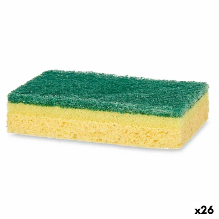 Set de Estropajos Amarillo Verde Celulosa Fibra abrasiva 10,5 X 6,7 X 2,5 cm