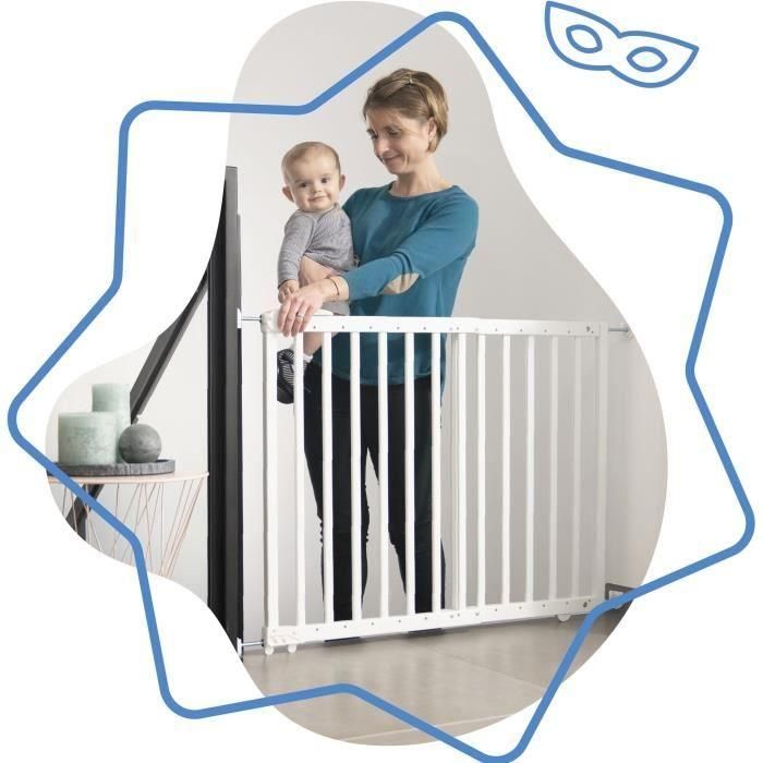 Badabulle Deco Pop Barrera de seguridad blanca Sujetador extensible Presión y tornillos (63.5 - 106cm) 1