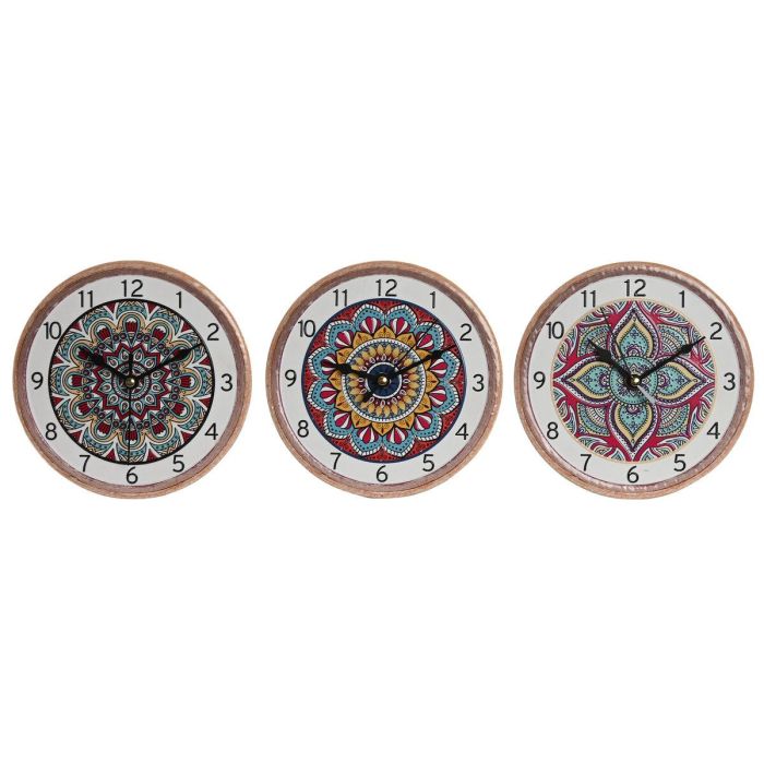 Reloj de Mesa Home ESPRIT Multicolor Mandala Mosaico (3 Unidades) 0 Reloj de Mesa Home ESPRIT Multicolor Mandala Mosaico (3 Unidades) 0