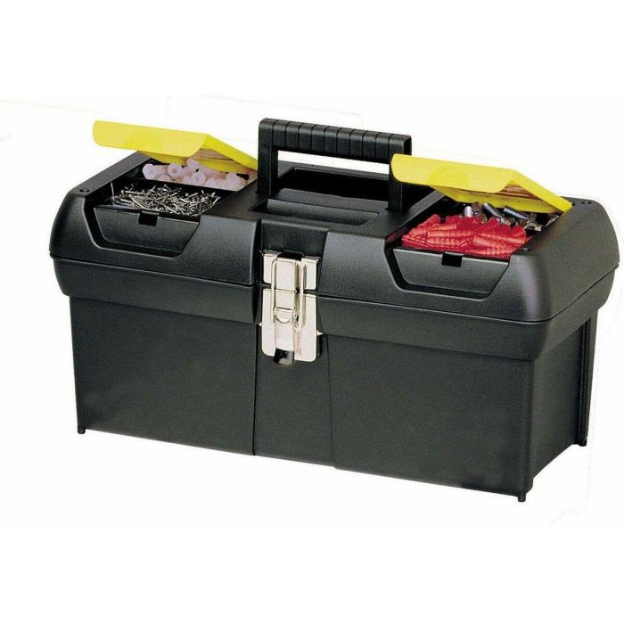 Stanley 1-92-065 Caja de Herramientas Milenium, Cierre Metálico, bandeja extraíble, organizadores, asa bimaterial, 19,9x19,5x40,5 cm 1