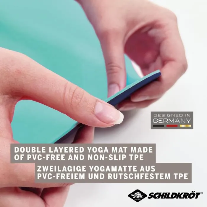Schildkrot AUC4000885600674 Estera de Yoga Bicolor, Sin PVC, Antideslizante, Azul Marino/Menta - 180 x 61 cm 3