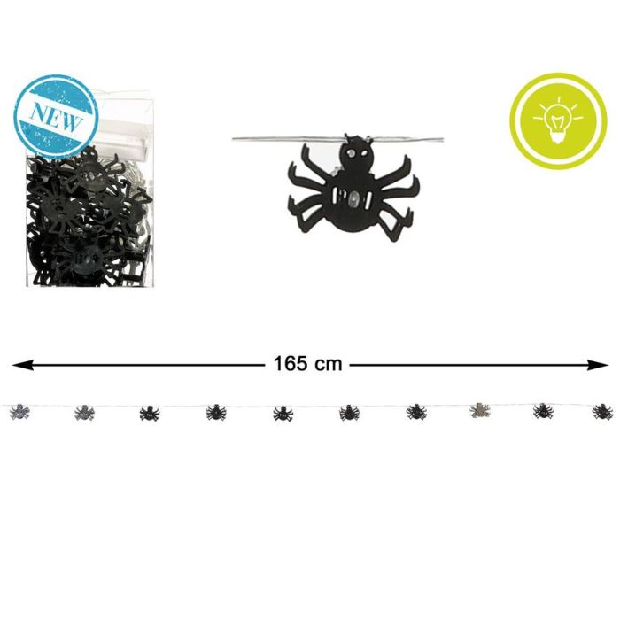 Guirnalda de Arañas Negras Iluminadas 165 cm - Decoración Halloween Tenebrosa para Entradas y Fiestas de Miedo 0 Guirnalda de Arañas Negras Iluminadas 165 cm - Decoración Halloween Tenebrosa para Entradas y Fiestas de Miedo 0