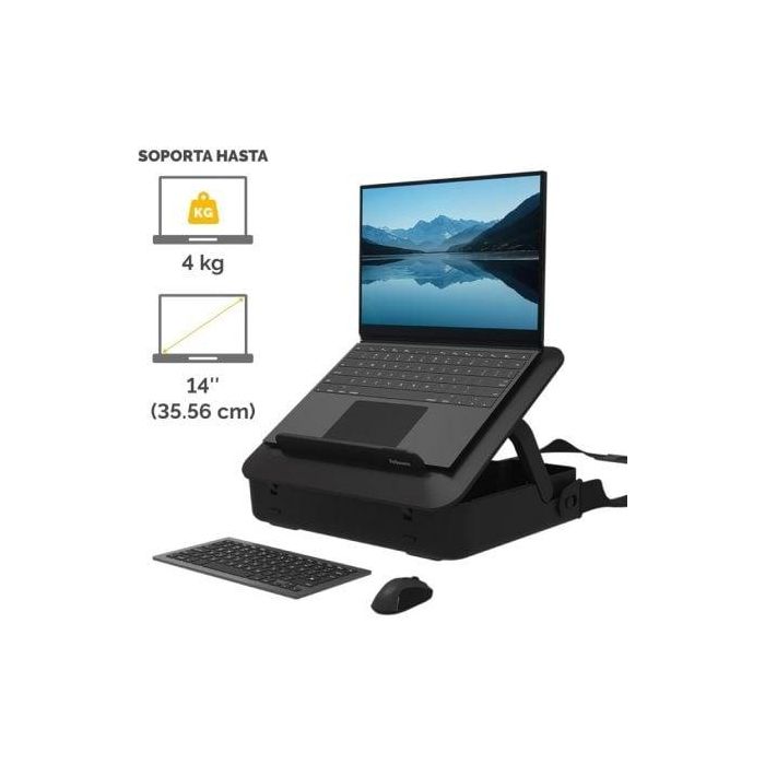 Fellowes 100016564 Maletín con Elevador Breyta para Portátiles hasta 14" Negro – Ergonómico, 5 Ajustes de Altura, Reciclable 1 Fellowes 100016564 Maletín con Elevador Breyta para Portátiles hasta 14" Negro – Ergonómico, 5 Ajustes de Altura, Reciclable 1