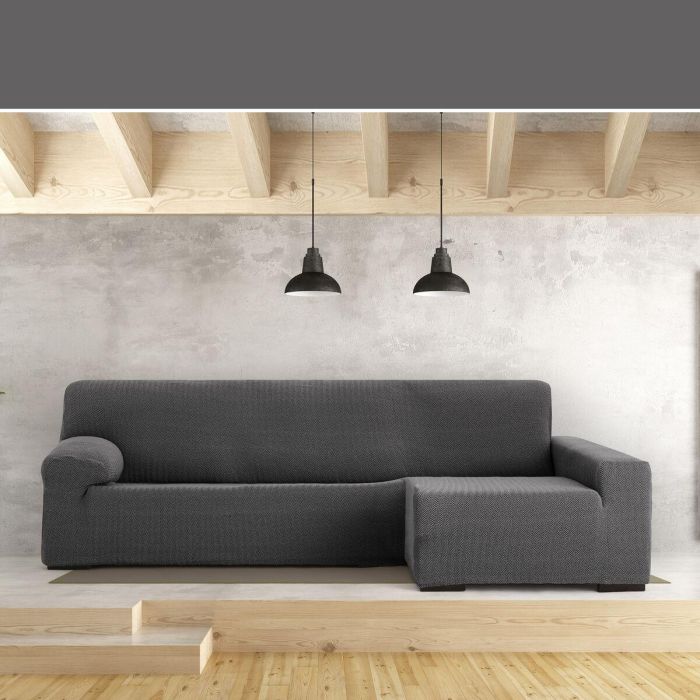 Funda para chaise longue de brazo largo derecho Eysa JAZ Gris oscuro 180 x 120 x 360 cm 5