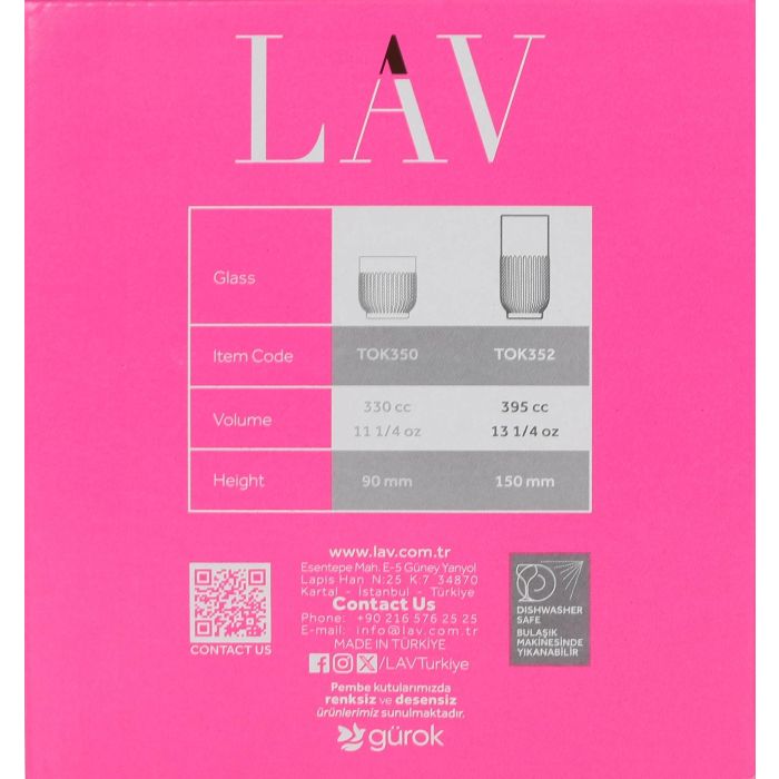 Lav Set 6 Vasos Tokyo 395 cc - Colección Tokyo, Ø6.5x15 cm (8 Cajas) 5