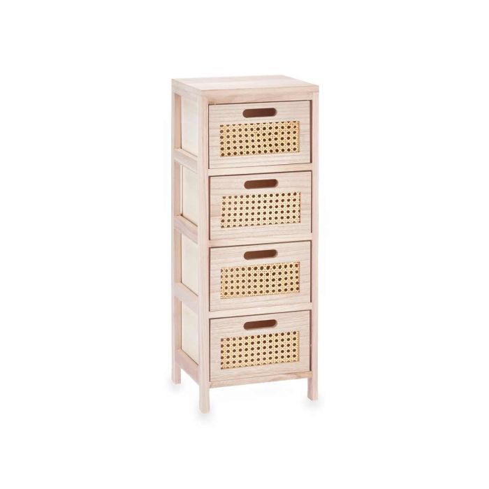 Cajonera de Rattan Giftdecor 4 Cajones 27x73x25 cm - Madera y Plástico Color Natural 1