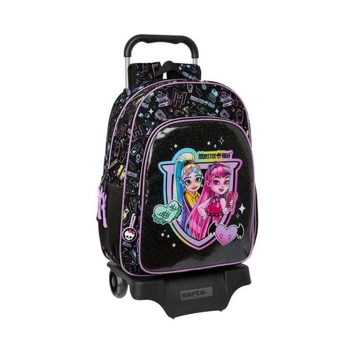 Mochila Escolar con Ruedas Monster High Negro 33 x 42 x 14 cm