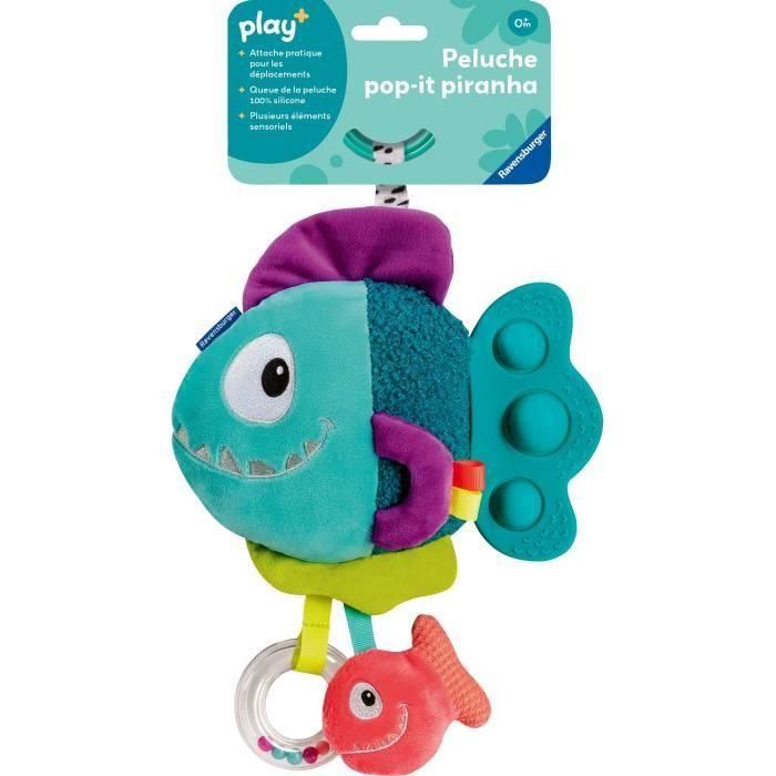 Ravensburger -PLAY + - Peluche pop-it piraña azul - Desde el nacimiento - Versión francesa - 34016 2 Ravensburger -PLAY + - Peluche pop-it piraña azul - Desde el nacimiento - Versión francesa - 34016 2