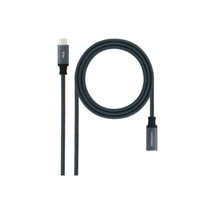 Nanocable 10.01.4500-COMB Cable Alargador USB-C Macho a Hembra 3.2 Gen2x2 20Gbps 100W 50cm Negro