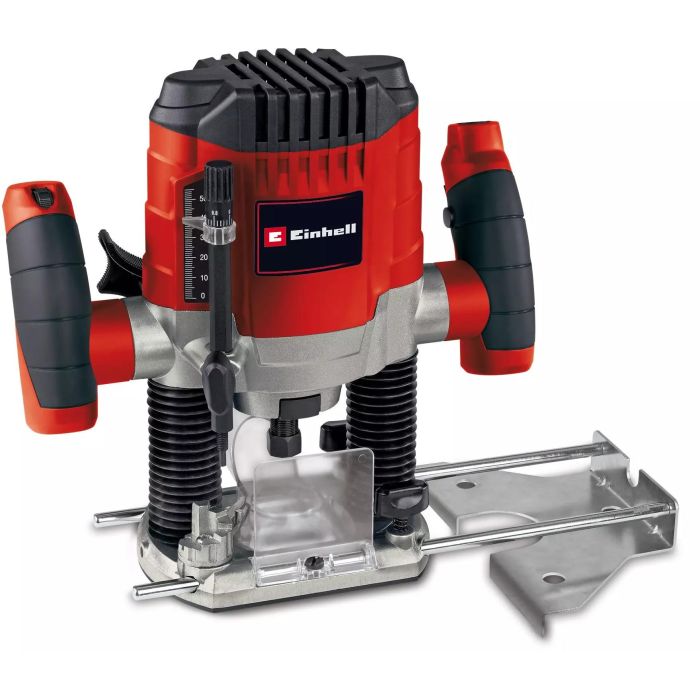 Einhell TC-RO 1155 E Fresadora de Superficie 1100W, Velocidad 11000-30000 RPM, Portaherramientas 6/8mm, Negro/Rojo