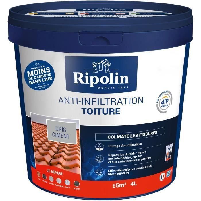 Ripolin RIP3174269070382 Cemento gris anti-infiltración para techos 4 L Ripolin RIP3174269070382 Cemento gris anti-infiltración para techos 4 L