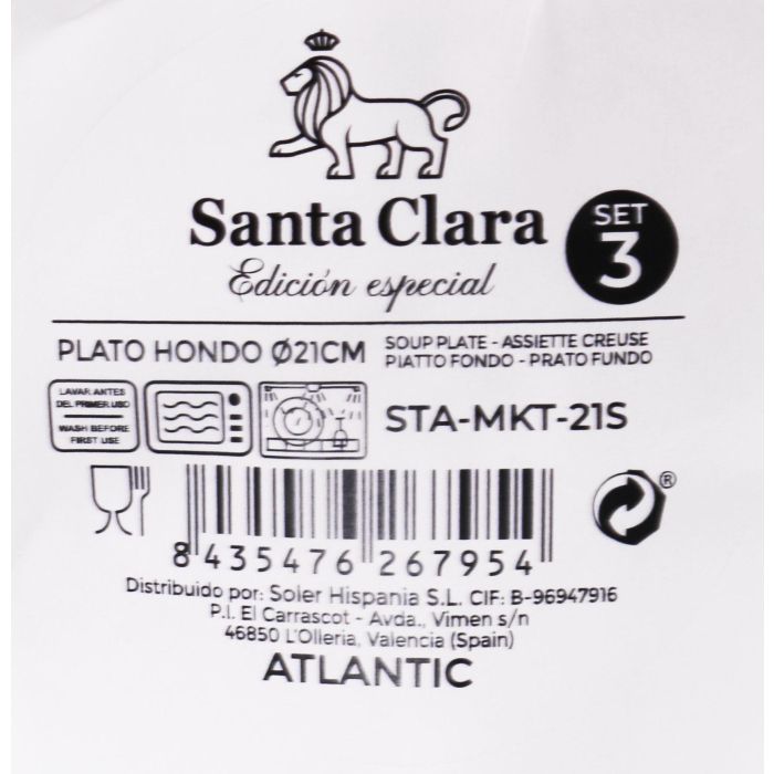 Set 3 Platos Hondo Horus Monaco 21 cm - Inde (3 Cajas) 3 Set 3 Platos Hondo Horus Monaco 21 cm - Inde (3 Cajas) 3