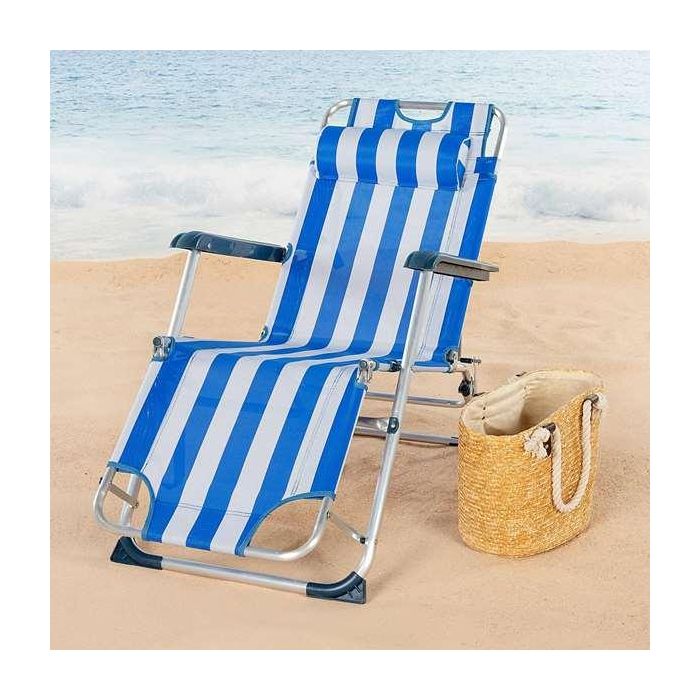 Tumbona de playa reclinable aluminio con cojín aktive 153x47x33/75cm 6 Tumbona de playa reclinable aluminio con cojín aktive 153x47x33/75cm 6