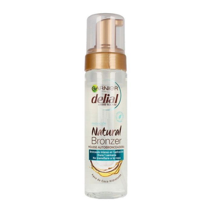 Garnier DELIAL NATURAL BRONZER mousse autobronceadora - 200 ml, bronceado natural y radiante, 92% ingredientes naturales, transparente, ideal para todo tipo de pieles Garnier DELIAL NATURAL BRONZER mousse autobronceadora - 200 ml, bronceado natural y radiante, 92% ingredientes naturales, transparente, ideal para todo tipo de pieles