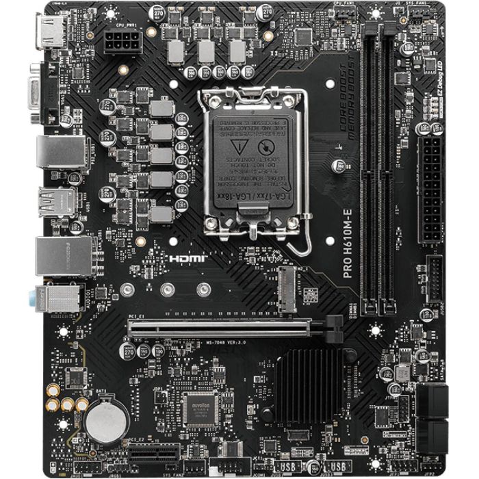 MSI PRO H610M-E H610.S1700.mATX.DDR5 Placa Base Intel LGA 1700 DDR5 micro ATX para PC 1