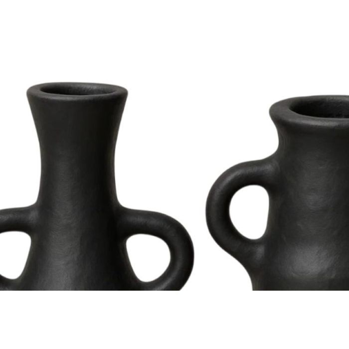 Jarron Moderno DKD Home Decor Negro 8 x 18 x 10 cm Set de 3 (2 Unidades) 1