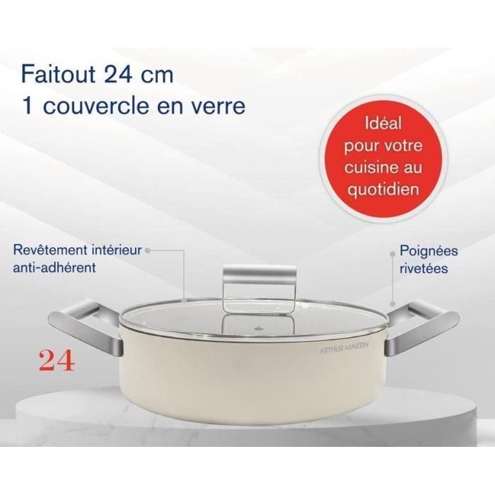Cazuela - ARTHUR MARTIN - AM6523 - 24 cm con tapa - Aluminio forjado - Todas las fuentes de calor, incluido inducción + horno 3 Cazuela - ARTHUR MARTIN - AM6523 - 24 cm con tapa - Aluminio forjado - Todas las fuentes de calor, incluido inducción + horno 3