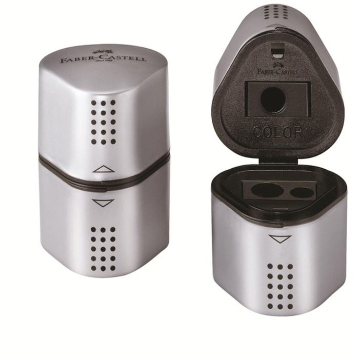Sacapuntas Faber-Castell Grip 2001 3 en 1 Plateado Metal (10 Unidades) 2 Sacapuntas Faber-Castell Grip 2001 3 en 1 Plateado Metal (10 Unidades) 2
