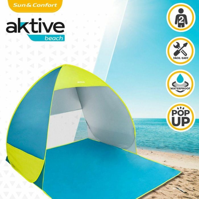 Tienda playa pop up 160x140x110 poliester uv50 color azul/verde 4 Tienda playa pop up 160x140x110 poliester uv50 color azul/verde 4