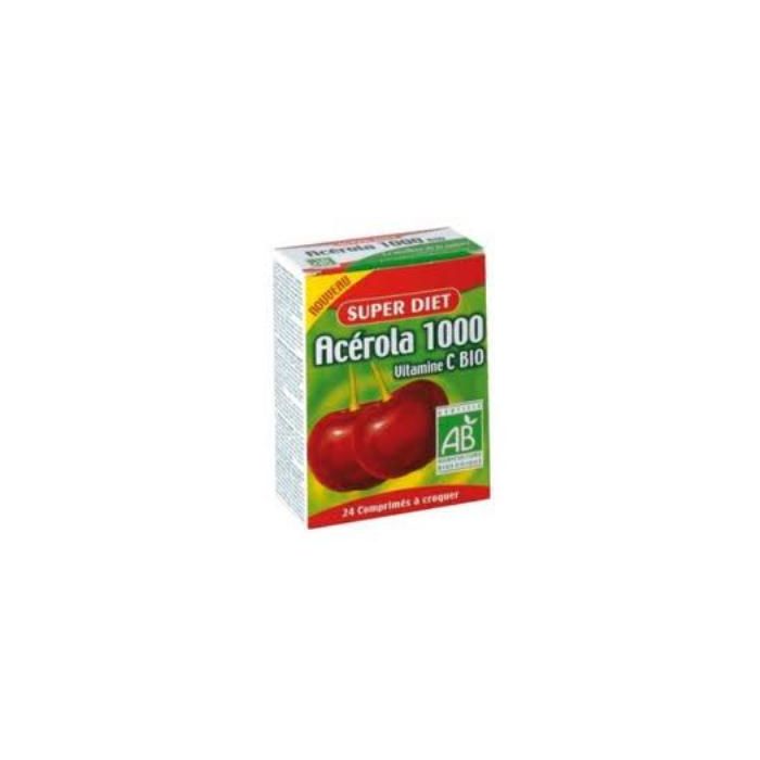 SUPERDIET Acerola Bio 1000 mg 24 Comprimidos Masticables de Vitamina C