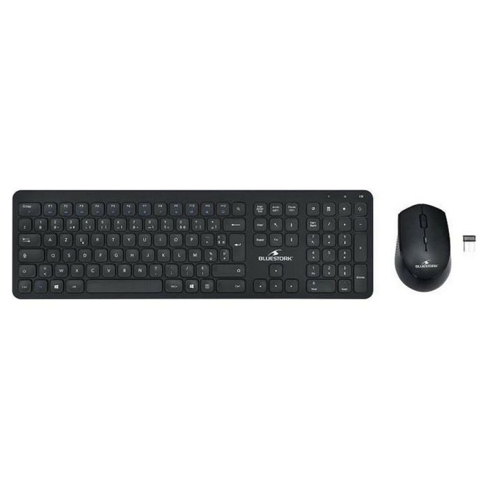 Bluestork Paquete de Teclado y Ratón Inalámbrico Negro Delgado Silencioso con Receptor Nano Único Bluestork Paquete de Teclado y Ratón Inalámbrico Negro Delgado Silencioso con Receptor Nano Único