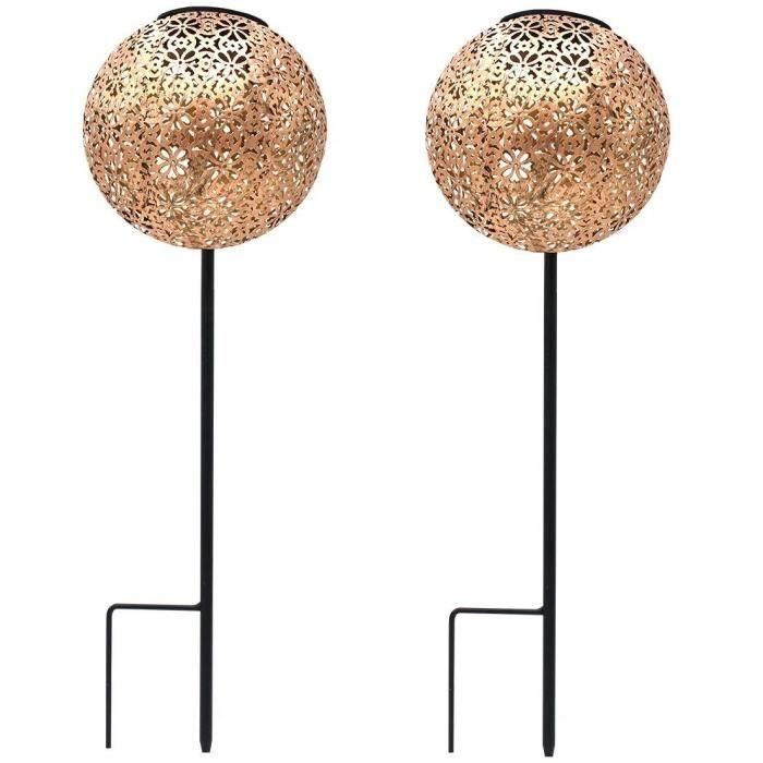 Conjunto de 2 balizas solares para plantar - LUMISKY - AGADIR - H45 cm - Estilo oriental - LED blanco cálido Conjunto de 2 balizas solares para plantar - LUMISKY - AGADIR - H45 cm - Estilo oriental - LED blanco cálido